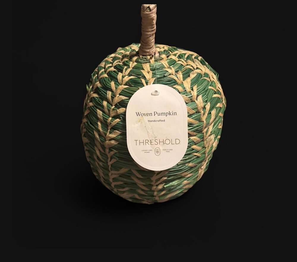 Threshold Handcrafted Green Woven Pumpkin Decorative Decor
